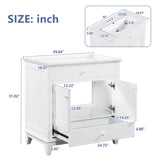 ZNTS 30" Bathroom Vanity with Sink, Bathroom Cabinet with Two Doors and One Drawer, White 53306359