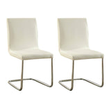 ZNTS Modern Elegance White Color Leatherette 2pcs Dining Chairs Chrome Metal Legs Dining Room Side Chairs B011P178974