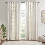 1PC 50x108" Cotton Printed Curtain Panel with Chenille Stripe and Lining B035P341186