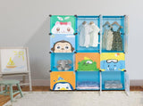 4-Layer 12-Grid 2-Hanging Rod Magic Cube Wardrobe, Plastic Steel Wire Material with Animal 30978440