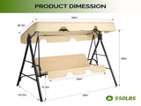 68*43*60 inch Khaki KD Model with Cushion Canopy Iron Oxford Fabric 250kg Iron Swing Set 41207129