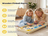 Colorful Wooden Pinball Machine, 3 Metal Marbles & Spring Plunger, Dual Flip Controls for Fun 02151938