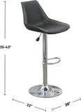 Dining Kitchen Adjustable Bar stool Chair Ebony Color Wax Polyurethane Leather Chrome Base Modern B011P151354