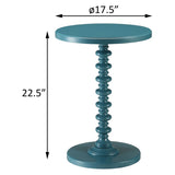 Teal Round Wooden Side Table B062P185709