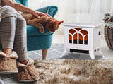 750W/1500W 17 inch Electric Fireplace Heater-White 71229355