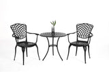3 Piece Patio Bistro Set Cast Aluminum Bistro Table and Chairs Set of 2 with Umbrella Hole,All W640P251285
