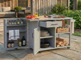 Outdoor Kitchen Island Fir Wood Prep Station Lockable Kitchen Cart with Stainless Top, Ample Storage N719P380278E
