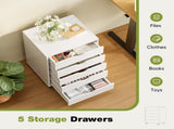 5 Drawer Storage Cabinet with Wheels for Bedroom, Home, Office Organization, White 48905410