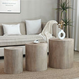 Set of 3 Nautral Wood Coffee Table with clear and visible tree rings W2729P199132