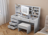 Pitted Particleboard With Triamine Coating, Tempered Glass Table Top, 5 Drawers, With Shelves, With 17307547