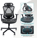 ZNTS Mesh Office Chair,Ergonomic Office Chairs with Wheels,Adjustable Lumbar T3060P270150