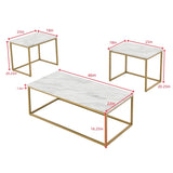ZNTS White Faux Marble Coffee Table Simple Modern 1pc Coffee Tables with 2pcs Table for Living Room and W1708P143243