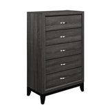 ZNTS Contemporary Design Gray Finish 1pc Chest of Dovetail Drawers Polished Chrome Bar Pulls Bedroom B01146482