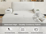 42.8" Oversized Chaise Lounge Chair with Storage Ottoman, Corduroy Sofa Bed with Cup Holders & USB N765P350851W