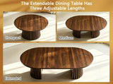 Walnut-colored Round Wooden Coffee Table, Flexible and Extendable,Space-saving,Fashionable Oval W3590P491826