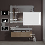 ZNTS 40 x 32 Inch Frameless Rectangular LED Bathroom Vanity Mirror with Touch Sensor, Anti-Fog, and 3 21S0301-40