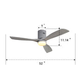 52 Inch Ceiling Fan Lights 3 Solid Wood Fan Blade Noiseless Reversible Motor Remote Control W93443059