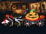 9 Feet Halloween Inflatable LED Lighted Carriage with Pumpkin and Skeleton Dragon 37738258
