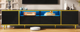 U-Can 70.9'' Modern TV Stand for TVs up to 80 Inches, Entertainment Center with 2 Shelves and LED N724P284377B