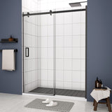 Glass shower door, sliding door, with 5/16" tempered glass and Matted Black finish 6074 W2122P167013