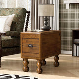 Solid Wood End Table, Rectangle 23.6 inch Narrow Side Table with Drawer, Vintage Bedside Table W1202P176736