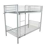 ZNTS Iron Bed Bunk Bed with Ladder for Kids Twin Size Gray 40700088