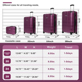 Luggage Sets ABSPC Hardshell 4pcs Luggage Hardside Lightweight Durable sets Spinner Wheels W1689P207671