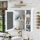 35'' x 28'' White Wall Mounted Bathroom Storage with Mirror Door, Modern Bathroom Wall N710P196545K