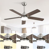 42 Inch Ceiling Fan 5 Blades Noiseless Reversible Dc Motor Remote Control With Led Light W882P254259