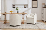 059-Set of 1 Chenille Fabric Dining Armchair With Back Cushion and Universal Wheels,Beige W527P242555