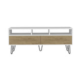 Tori 54" Wide Two-Door Cabinet Tv Stand with Pull Down doors, Three Shelves, Cable Management White B200P286940