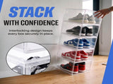 XL Shoe Storage Clear Plastic Stackable Shoe Box with Lids for Sneakers Fits Up to Size 13, 4 pack 44145047