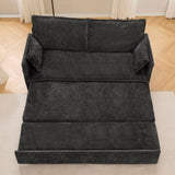 59.5" Ergonomic Sofa Bed with Storage & Charging - Supportive Chenille Convertible Sleeper, 800lb W2606P301327