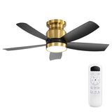 42 Inch Flush Mount Ceiling Fans with LED Light 22W and Remote Control 5 ABS Fan Blades for Bedroom W934P303155