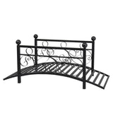 ZNTS 102*51*43cm Garden With Round Iron Ball Flat Top Handrail Garden Iron Bridge Black 61669682