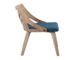 Chair in White Washed Wood and Blue Fabric - Set of 2 B202P223450