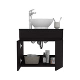 Vessel Sink Vanity Manchester, Two Drawers and Open Shelf, Black B070P316869