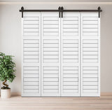 72" Bi-Folding Sliding Barn Door Hardware Kit for 4 Doors,Smoothly&Quietly,Black Track J Shape 79460627