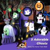 8.2ft Halloween Inflatable Train - Witch, 4 Ghosts & Pumpkin Design, 7 LED Lights 48309737
