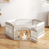 White HDPE Pet Playpen - 6-Panel Design , 18"x18.5" Door, 21.5 lbs Net 74795646
