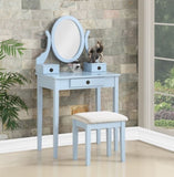 ZNTS Moniys Wood Moniya Makeup Vanity Table and Stool Set, Blue T2574P163829