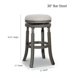 30" Bar Stool, Weathered Gray Finish, Charcoal Fabric Seat B04660747
