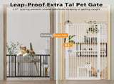 61" Extra Tall Cat Gate for Doorway , Adjustable Wide 34.3"-36.7" and included 4.13" extension kits, T3210P491357