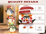 2.5D Stacked Penguins Lighted Christmas Decor 4ft, 63 Warm White LED Animal Dcor, US Plug 5V 6W 48854900