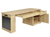 55" Modern Fluted Office Desk with Storage Cabinet & Drawers, Computer Writing Desk with Power 97527094