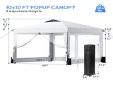 10x10 FT Folding Canopy Tent with 4 Sidewalls, One-Push Central Lock Outdoor Canopy with 2 Clear 43657061