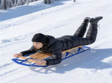 Classic Winter Sled - Sit/Lie Dual-Use, Pre-Drilled Steering Bar, Outdoor Snow Fun-Blue 98306168