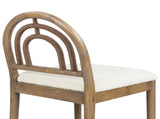 Leon 27" Arched Back Wood & Upholstered Counter Stool, Set of 2, Ivory White Boucle B2719P245956