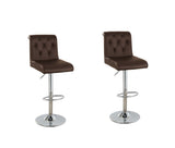 ZNTS Adjustable Bar stool Gas lift Chair Espresso Faux Leather Tufted Chrome Base Modern Set of 2 Chairs HS00F1646-ID-AHD