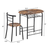 ZNTS Fire Wood PVC Black Paint Breakfast Table for Couples with Curved Back 37100463